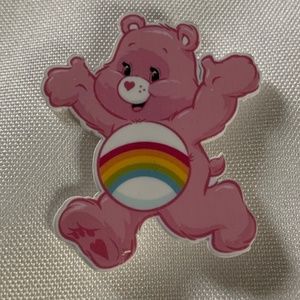 NWT. Handmade Pink Care Bear with Rainbow 🌈 Pin Brooch!